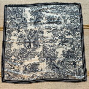 Dior Toile de Jouy Square Scarf Blue Silk
